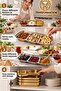 18/10 Steel 4-Compartment Sauce Bowl and Snack Bowl Presentation Plate Set Gold 723749 - 6