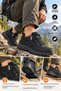 Men's Zippered Trekking Shoes Black Outdoor Lace-Up Non-Slip Sole - 3
