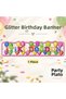 Happy Birthday Glittery Banner Pink Framed Balloon Patterned Birthday Party Decoration 1 Piece