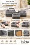 Gray 3 Size Square Bamboo Organizer Basket Set with Cloth and Wooden Base 17X17-21X21-25X25 cm - 3