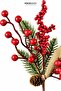 Christmas Ornament with Berries, Pine Cones and Jute Ribbon, Pique Red, 33 cm - 2