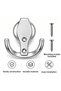 (5 Pieces) Chrome Color Wall Hanger Bracket Decorative Metal Coat Rack Bathroom Kitchen Hanger - 5