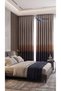 Artemis Navy Blue Gray Gold Gradient Panel Background Curtain 2 Piece Set (Double Panel) Frequent Pleated Living Room and Bedroom Curtain - 7