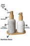 Bamboo Detailed Porcelain Liquid Soap Dispenser Set of 2 |   Steel-Tipped Bamboo Pump & Stand Bathroom/Kitchen Set - 2