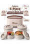 Stainless Steel Portable Lunch Box Vacuum Food Container Set, Heat Insulated Carrying Bag with Fork-Spoon Compartment Set