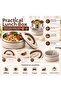 Stainless Steel Portable Lunch Box Vacuum Food Container Set, Heat Insulated Carrying Bag with Fork-Spoon Compartment Set - 5