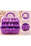 Children's Makeup & Jewelry Organizer Purple Multi-Compartment Portable Box 27X15X15 cm - 4