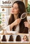 Oval Wooden Handle Hair Brush White Plastic Body Massage Tip Comb Brush - 2