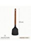 35cm Large Size Wooden Handle 6-Piece Silicone Ladle Set – Spatula-Ladle-Spoon-Brush – Non-Scratch Silicone Kitchen Utensils Black - 2