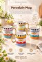 Written Patterned Porcelain Mug – Colorful Love Dream Hope Travel Coffee and Tea Cup with Gold Handle - 4