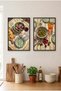 2-Piece Fig and Cherry Black Wooden Framed Mdf Painting Set - Italian Table Kitchen Decor Huhu3236 - Double Painting Set Black Frame