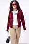 Bordo Fitted Fermuar Kapama Büyük Beden Ceket TBBAW27AG00049 - 4