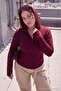 Bordo Fitted Fermuar Kapama Büyük Beden Ceket TBBAW27AG00049 - 2