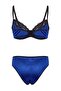 Navy Blue Velvet Lace Detailed Capless Underwear Set Thmaw27Cc00031 - 6