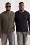 Plus Size Black-Khaki 2-Pack Regular Fit Waffle Sweatshirt Tmnaw27Ao00010