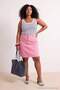 Pink High Waist 100% Cotton Non-Stretch a Shape Denim Skirt Tbbaw23Az00042