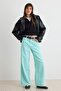 Turquoise High Waist Extra Wide Leg Loose Fit 100% Cotton Jeans Twoaw27Je00104 - 2