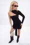 Black Asymmetric Collar Single Sleeve Draped Bodycone/Body-Hugging Short / Mini Knitted Dress Tpraw27El00054 - 4