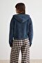 Navy Blue Regular Fit Hooded Zippered Washed/Faded Effect Knitted Sweatshirt Twoaw27Sw00086 - 4
