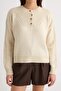Ecru Soft Textured Basic Half Placket Knitwear Sweater Twoaw27Kz00265 - 3