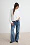Ekru %100 Pamuk Reglan Kol Oversize Beyzbol Örme T-Shirt TWOAW27TS00105 - 2