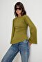 Haki %100 Pamuk Bele Oturan Asimetrik Bisiklet Yaka Örme T-Shirt TWOAW27TS00011