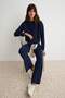 Black Thessaloniki Ribbed Regular/Normal Cut Knitted Bottom - Top Set Twoaw26Au00036 - 2