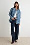 Mavi Yaka Detaylı Oversize Denim Gömlek Ceket TWOAW27CE00114 - 2