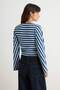 Mavi Çizgili İspanyol Kol Büzgü Detaylı Regular/Normal Kalıp Örme Bluz TWOAW26BZ00293 - 4