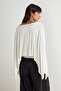 Ecru Transparent 2-Piece Boat Neck Sleeve Draped Fake Knitwear Double Layer Knitted Blouse Twoaw27Bz00123 - 6