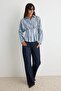 Dark Brown-Multicolor Striped Lycra Waist-Fitted Shirt Twoaw26Go00113 - 2