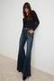 Koyu Mavi Aksesuar Detaylı Normal Bel Flare Jeans TWOAW27JE00320 - 3