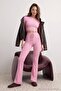 Pink Fitted/Bodycon Stretch Knit Bottom - Top Set Twoss25Au00053