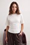 Ecru-Brown 2-Piece Fitted/Fitted Short Sleeve Stretch Knitted T-Shirt Twoss26Ts00319 - 2