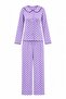Lilac 100% Cotton Polka Dot Collar and Embroidery Detailed Knitted Pajama Set Thmaw27Pt00242 - 5