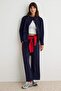 Navy Blue Relaxed/Casual Fit High Neck Soft/Soft Touch Knitted Bottom - Top Set Twoaw27Au00148