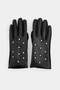 Black Stone Detailed Women's Leather Gloves Takaw27Ed00016