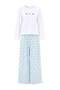 White-Blue 100% Cotton Croissant Patterned Knitted Pajamas Set Thmaw27Pt00241