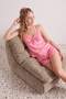 Pembe Düz Saten Dokuma Pijama Takımı THMSS24PT00157