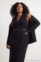 Black Woven Midi Belted Plus Size Dress Tbbaw27Ah00072 - 2