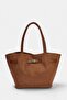 Tan Soft Suede Handle and Cross Strap Tote Women's Maxi Size Shoulder Bag Takaw25Oc00013