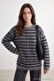 Anthracite Striped Oversize Hijab Knitwear Cardigantctaw27Th00007 - 3