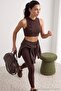 Brown Brushed Soft Fabric Supportive/Shape-Enhancing Knitted Sports Bra Thmaw27Ss00012 - 3