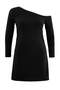 Black Trok Detailed Asymmetrical Collar Mini/Short Knitted Plus Size Dress Tbbaw27Ah00110 - 6
