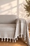 2-Pack Sofa Cover 180X220Cm Organic Cotton 3-Seat Sofa Bed Cover Large Size Hand-Tied Multi-Purpose Cover - Beige - 5