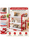 3-Tier Plastic Dish Rack White/Red 18x58x27centimeter - 2