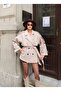 Women's Stone Color Coat Short Length Buttoned Belted New Season Outerwear - 6