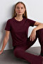 Women's Comfort Fit Basic Burgundy Loose T-Shirt