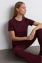 Women's Comfort Fit Basic Burgundy Loose T-Shirt - 2
