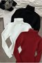 Cotton Textured Knitwear Turtleneck Slim Fit Unisex Daily Long High-Neck Sweater |   Set of 3